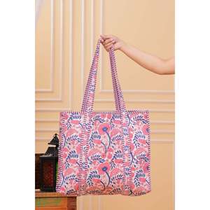 Bolsa de Mano de Algodón Hecha a Mano, Tamaño Mediano, Color Rosa, con Impresión Publicitaria, para Uso Diario, Compras, Reciclable y Ecológica - Product Image 2