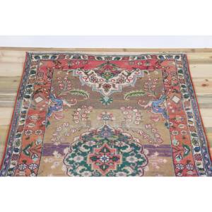 พรมวิ่งสไตล์ตุรกี ขนาด 3.1x9.5 ฟุต ลายดอกไม้สีรุ้ง วินเทจ ทำจากขนสัตว์ - Product Image 4