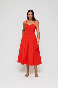 Robe d'été pour femmes en lin/coton à manches bouffantes, longueur genoux, style moto et biker, nouveau design - Product Image 3