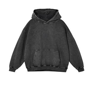 OEM Designer Brand Streetwear Acid Wash Oversized Hoodie for <b>Men</b> Heavyweight French Terry Pullover <b>Grey</b> Terry Knitted Hooded - Product Image 2