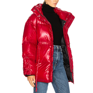 Nouveauté 2022, veste d'hiver pour femme, couleur unie, brillante, fermeture éclair, surdimensionnée, matelassée, en toile, bomber, bulle, rembourrage, grande taille - Product Image 2