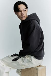 Sweat à capuche imprimé coupe ample en coton mélangé marron foncé à manches longues pour hommes, sweat-shirt à poche latérale kangourou aux épaules tombantes - Product Image 6