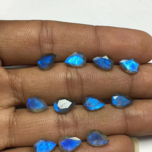 Lot de 10 pierres précieuses en vrac à facettes en Labradorite coupe poire pointues 3x5mm à 15x20mm pierres de fabrication de bijoux - Product Image 1