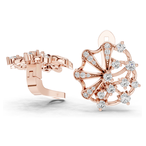 0.774 CT Lab-Grown Diamond <b>Fan</b> Earrings Round Brilliant Cut 10KT, 14KT, 18KT Gold & 925 <b>Silver</b> Rose, Yellow, White Gold - Product Image 6