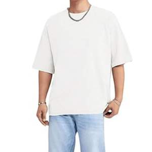 Camiseta holgada blanca de talla grande para hombre, Camiseta holgada con hombros caídos y cuello redondo, Media manga, Camisetas Básicas de estilo Formal de Color sólido - Product Image 6