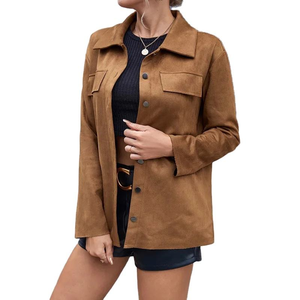 Veste longue en cuir véritable haut de gamme pour femmes en peau de mouton classique Moto style col montant coupe ajustée imperméable coupe-vent - Product Image 1