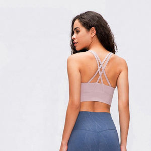 Sujetador deportivo sin costuras de alto soporte para mujer, algodón de secado rápido, peso ligero, diseño acanalado, estampado personalizado, verano, gimnasio, Fitness, talla grande - Product Image 2