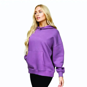 2024 surdimensionné Slouchy Fit 80% coton 20% Polyester linéaire surdimensionné capuche prune sweat à capuche pour femme - Product Image 3