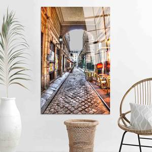 Art sur toile de rue parisienne : impression romantique d'une allée en pavés, ART SUR VERRE TÉMPERÉ - Product Image 1