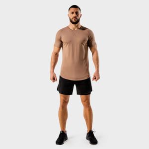 2025 T-shirt de gymnastique en polyester blanc respirant de couleur unie à séchage rapide pour hommes - Product Image 2