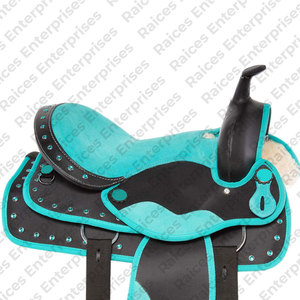 Sillín de caballo inglés de cuero genuino Premium con estampado de logotipo personalizado 2025, sillín de carreras occidental con tamaño personalizado - Product Image 1
