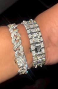 Montre japonaise de luxe en acier inoxydable 41 mm entièrement sertie de diamants Moissanite blancs roses, mouvement à quartz, bracelet - Product Image 2