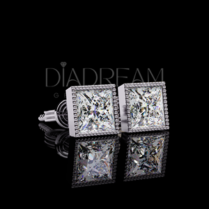 Nouvelle Arrivée Vente en Gros Boucles d'Oreilles Clous Simples et Tendance en Argent Sterling 925 Plaqué Or avec Moissanite Taille Princesse pour Femme Mariage - Product Image 1