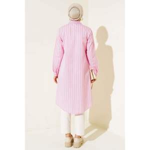 Camisa Rayas Botón Oculto Rosa - Product Image 2