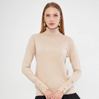 Chandail en tricot boutonné à col roulé à manches longues pour femmesSports, CasualOfficeStylishWear Opportunity en gros