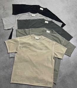 Camiseta tejida de algodón 100% informal para hombre, cuello redondo de 280gsm, manga corta, hombros caídos con gráfico en blanco, diseño cuadrado de gran tamaño sólido rápido - Product Image 5