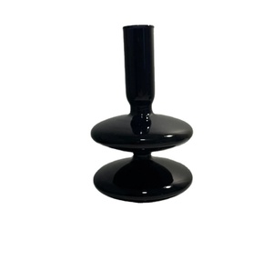 Black Glass Candlestick Holder Lid Wholesale Colorful Frosted Amber Black Clear <b>Valentine</b> Print Handmade Silk Metal Cylinder - Product Image 1