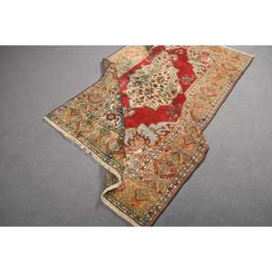 Vintage Rug, 4.3x7 ft Area Rug, <b>Red</b> Ombr <b>Wool</b> Turkish Rug - Product Image 4