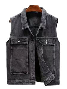 Chaleco Vaquero Moderno para Hombre, Estilo Casual Vintage, Transpirable, Ecológico, 100% Algodón, con Botones, Esencial para el Armario, Estilo Desgastado, Otoño - Product Image 2