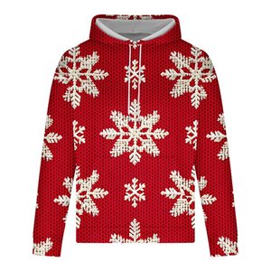 Sweatshirts de Noël pour hommes 2025 – Nouveaux sweats à capuche tendance à manches longues imprimés flocons de neige pour Noël, grandes tailles - Product Image 1