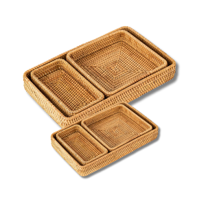 Durable Handmade Bamboo <b>Storage</b> Basket <b>RATTAN</b> TRAY FRUIT <b>STORAGE</b> BASKET Perfect for Serving Fruits and Snacks Home Decor - Product Image 1