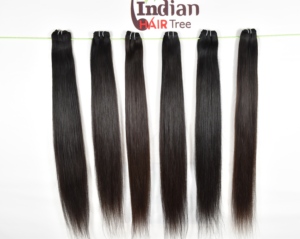 100% Extensions de cheveux humains noirs lisses soyeux non traités couleur naturelle double tirage Remy faisceaux de cheveux de style indien - Product Image 5