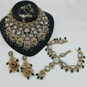 Traditional Elegant Design Of Heavy Kundan Bridal <b>Necklace</b> Set <b>Choker</b> Set With Earrings And Tikka for Women Girls for Wedding - Product Image 1