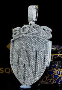 Pendentif Hip Hop personnalisé en argent sterling 925 avec Moissanite à coupe ronde brillante et glacé Lettre personnalisée Pendentif et breloque pour hommes - Product Image 2