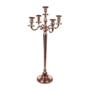 Decoración para Interior, soporte de vela de latón, Pilar grande dorado de lujo, 5 brazos, accesorios de vajilla de estilo real, portavelas de boda - Product Image 2