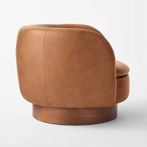 Fauteuil pivotant moderne en cuir avec structure en bois, fauteuil <span class=keywords><strong>de</strong></span> détente individuel, fauteuil d'appoint pour salon, appartement, hôtel - Product Image 5