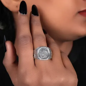 925 Silver Om Statement <b>Ring</b> <b>for</b> <b>Men</b> & Women Religious Jewelry Gift with Invisible Setting Hypoallergenic Promises - Product Image 3