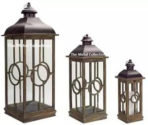 Linterna de hierro hecha a mano para decoración del hogar, marco de metal y hierro, con acabado de cobre antiguo, elegante - Product Image 5