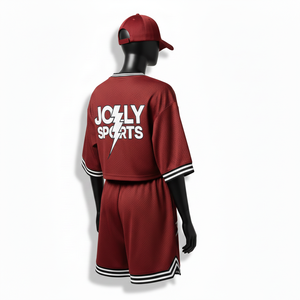 Ensemble short de basketball pour femmes, tissu en maille polyester respirant 180 GSM, couleur marron, panneau côtelé, logo personnalisé, ensembles pour femmes 100% coton - Product Image 5