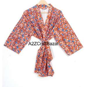 Veste matelassée à imprimé floral pour femmes, taille plus, en coton, tissu imprimé fleuri, blazer kimono décontracté, hiver/printemps - Product Image 1