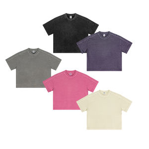 Venta al por mayor lavado con ácido peso pesado camiseta en blanco camiseta de gran tamaño lavado pesado algodón camiseta de gran tamaño Vintage camiseta para hombres - Product Image 5