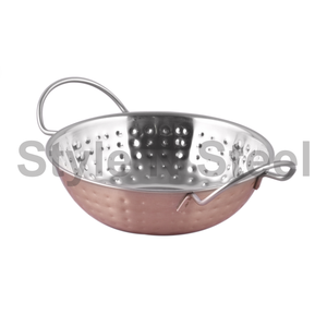 Cuivre martelé Kadai king International Cuivre Acier Indien Bol de service Cuivre Acier inoxydable Mini Plat de service - Product Image 4