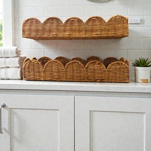 ISLA - Juego de 2 Cestas de Pared de Ratán Natural Tejidas a Mano, con Borde Festoneado, Organizador de Almacenamiento para Guardería, Baño, Cocina, Venta al por Mayor - Product Image 3