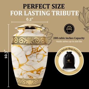 Urna para cenizas humanas para adultos de hasta 200 libras, urna grande de cremación para cenizas para mujeres y hombres con tapa segura, urnas funerarias artesanales - Product Image 4