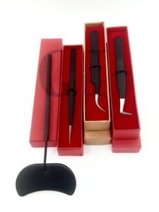 Pince à épiler pour cils GETUP BROSONS IMPEX de haute qualité, à pointe lisse, en acier inoxydable avec revêtement en poudre noire, avec miroir, outil de beauté - Product Image 5