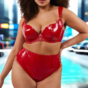 Plus Size Leather <b>Bra</b> Women Shiny Customize Fashion Leather Bold <b>Bra</b> Tops Baggy Shiny PU Leather <b>Bras</b> Women's - Product Image 3