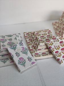 Handmade Leather Cotton Paper Journal Loose-Leaf Floral Block Print Diary Eco Friendly Recycled Sketchbook Sustainable Gift - Product Image 3