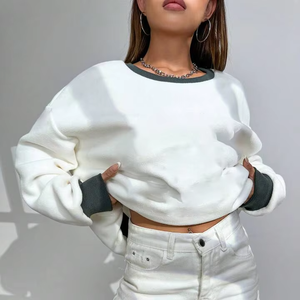 Custom Logo Wholesale Cotton <b>Long</b> Casual Oversized Hooded Pullover <b>Sweatshirt</b> with Mock Neck for Women Autumn Winter - Product Image 2