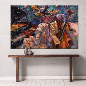 Toile d'art ethnique élégante - Décoration murale africaine avec impression musicale, 1P : Prête à accrocher - Product Image 1