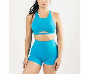 Respirant 78% Nylon 22% Elastase Col Haut Style Fit Racer Retour Ourlet Moyen-Soutien Une Pièce Matcher Femmes Sport Soutien-Gorge - Product Image 1