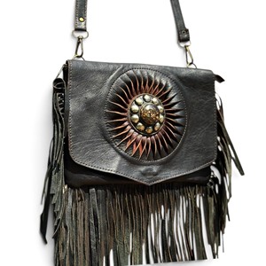 Sac messager en cuir véritable pour femme avec fermeture éclair à pompon, sac à bandoulière portable, sac à main décoré de tournesols - Product Image 1