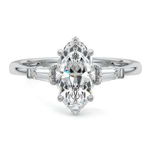 Anillo de Compromiso de Oro Sólido de 14K con Tres Diamantes Marquise Cultivados en Laboratorio, Regalo de Aniversario para Mujer, Diseño Cónico - Product Image 5