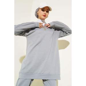 ชุด2ชิ้นมีฮู้ดตราโลหะสีเทา - Product Image 1