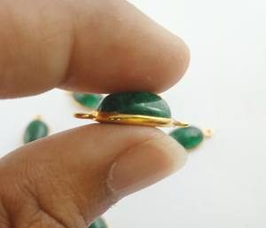 925 Sterling Silver 8x10mm Natural Green Aventurine 18k Gold Vermeil Bezel Setting Double Link Charm Connectors Making <b>Jewelry</b> - Product Image 5