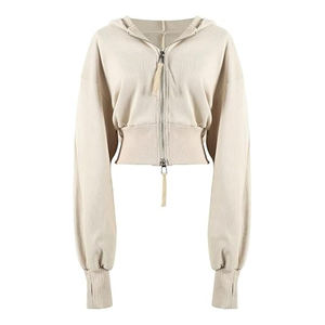 เสื้อครอปแบบมีซิปของผู้หญิงเสื้อครอปผ้าฝ้ายโพลีเอสเตอร์ทำจากฝรั่งเศส - Product Image 1