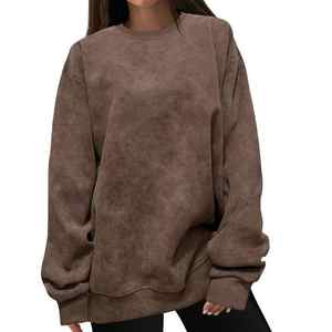 Sudadera de hombro caído de gran tamaño para mujer OEM venta al por mayor ropa informal de secado rápido transpirable personalizada - Product Image 5